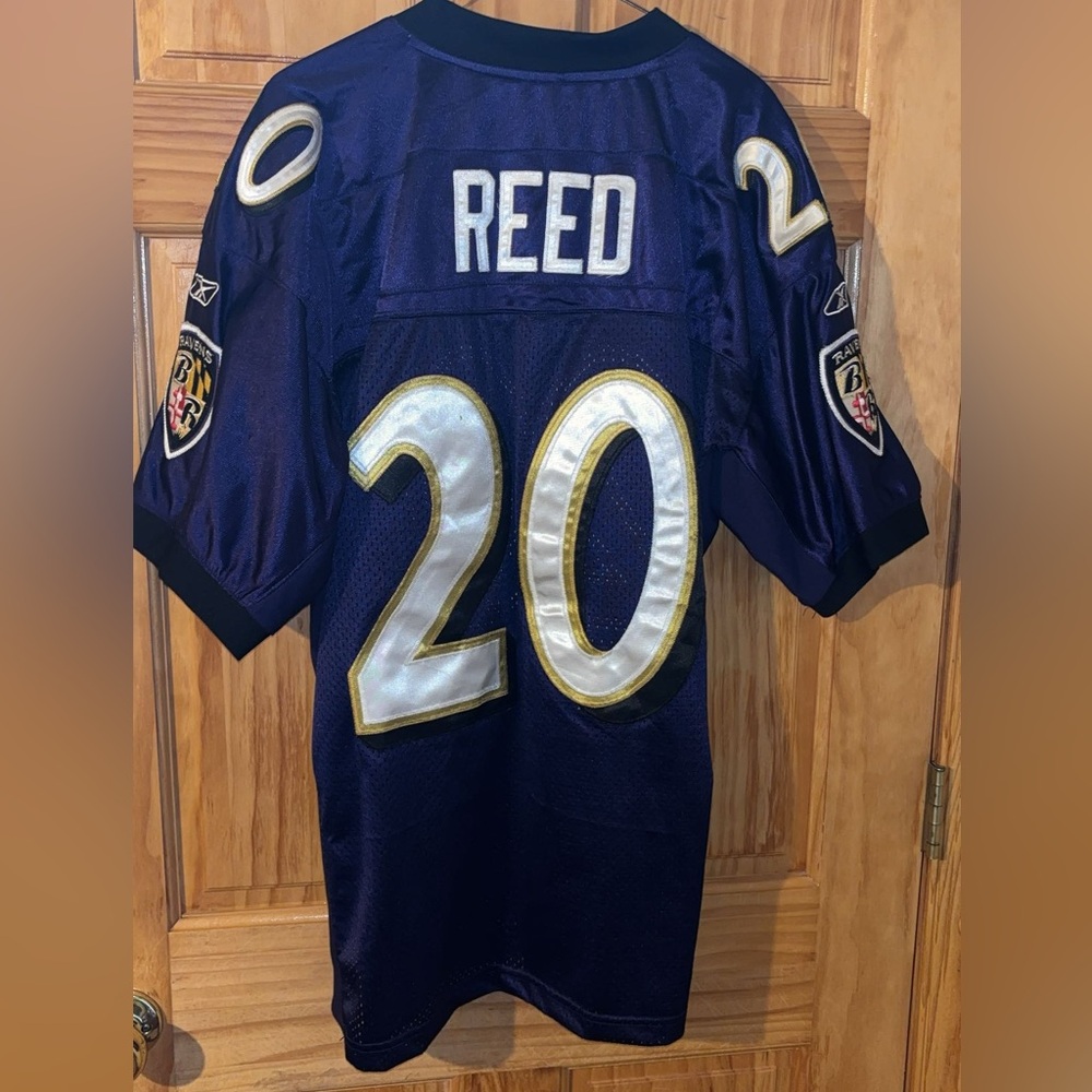Official NFL Stitched Baltimore Ravens Ed Reed Jersey.